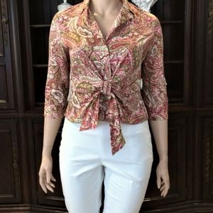 Jones New York Blouse L Paisley Pink and G…